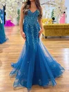 Mermaid V-neck Tulle Corset Prom Dresses With Beading #Milly020116752
