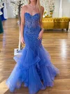 Mermaid Strapless Tulle Tiered Prom Dresses With Appliques #Milly020116760