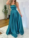 A-line Straight Satin Floor-length Prom Dresses #Milly020116806