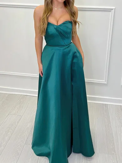 Ball Gown Satin Floor-length Strapless Prom Dresses #Milly020116808