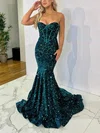 Trumpet/Mermaid Sweetheart Velvet Sequins Sweep Train Prom Dresses #Milly020116824