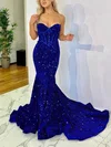 Trumpet/Mermaid Sweetheart Velvet Sequins Sweep Train Prom Dresses #Milly020116827