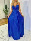 A-line V-neck Floor-length Sparkly Prom Dresses #Milly020116847