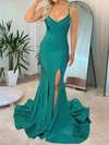 Mermaid V-neck Jersey Cut Out Prom Dresses With Ruched #Milly020116858