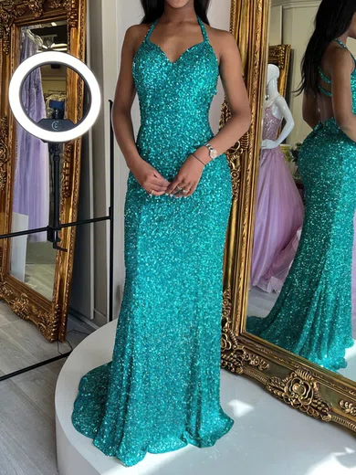 Sheath/Column V-neck Sparkly Sequin Prom Dresses #Milly020116863
