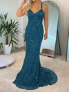 Mermaid V-neck Sparkly Sequin Prom Dresses #Milly020116864