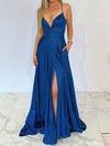 A-line V-neck Glitter Prom Dresses With Ruched #Milly020116880