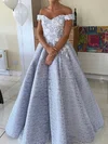 Ball Gown Off-the-shoulder Satin Prom Dresses With Appliques #Milly020116883