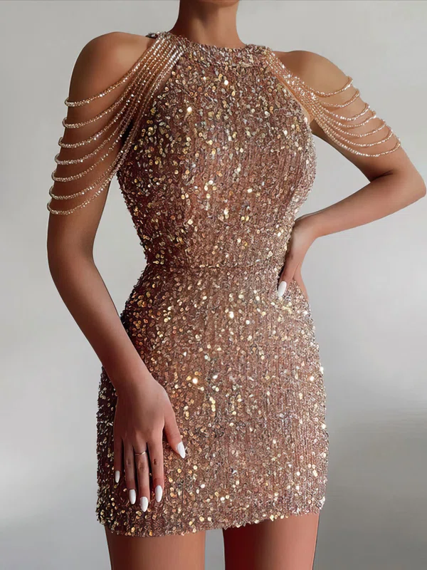 Beaded Shoulder Sequin Bodycon Mini Dress #Milly020116886