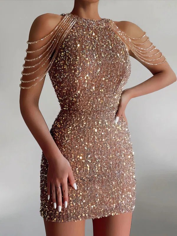 Beaded Shoulder Sequin Homecoming Dresses #Milly020116888