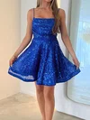 A-line Square Neckline Sequined Short/Mini Homecoming Dresses With Ruffles #Milly020116892