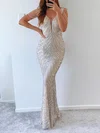 Sheath/Column V-neck Floor-length Formal Dresses With Beading PT020116931