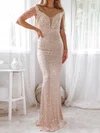 Sparkly Sheath/Column Sequin V-neck Beaded Formal Dresses PT020116940