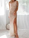 Sparkly Sheath/Column Sequin One Shoulder Beaded Formal Dresses PT020116942