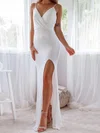 Sparkly White Sequin Sheath/Column Ruched Split Formal Dresses PT020116950