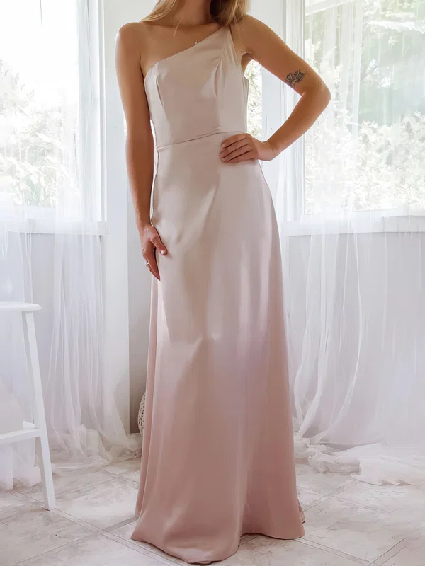 A-line One Shoulder Satin Floor-length Formal Dresses PT020116970