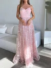 A-line V-neck Lace Floor-length Formal Dresses PT020116974