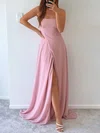 A-line Square Neckline Chiffon Sweep Train Formal Dresses With Split Front PT020116980