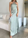 Sheath/Column Halter Satin Floor-length Formal Dresses With Split Front PT020117058