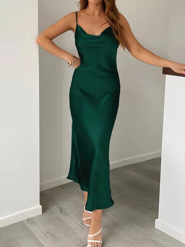 Sheath/Column Cowl Neck Silk-like Satin Ankle-length Prom Dresses #SALEMilly020117094