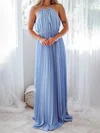 A-line Scoop Neck Chiffon Sweep Train Formal Dresses PT020117121