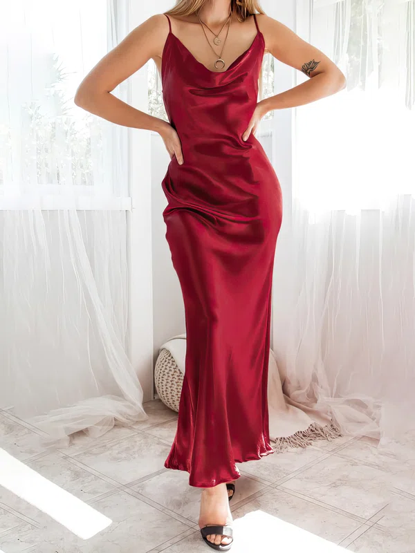 Sheath/Column Cowl Neck Silk-like Satin Ankle-length Prom Dresses #Milly020117131