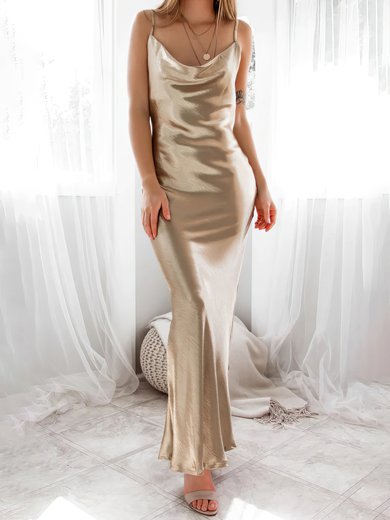 Sheath/Column Cowl Neck Silk-like Satin Ankle-length Prom Dresses #Milly020117135