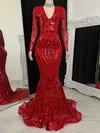 Trumpet/Mermaid V-neck Sweep Train Formal Dresses PT020117142