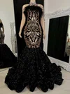 Trumpet/Mermaid Straight Sweep Train Formal Dresses With Feathers PT020117163