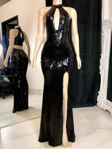 Sparkly Black Sequin Sheath/Column Cut Out Formal Dresses PT020117171