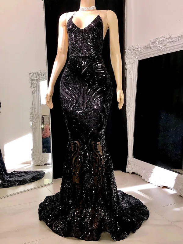 Trumpet/Mermaid V-neck Sweep Train Formal Dresses PT020117175