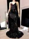 Trumpet/Mermaid V-neck Sweep Train Formal Dresses PT020117175
