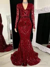 Trumpet/Mermaid V-neck Sweep Train Formal Dresses PT020117178