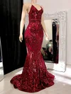 Trumpet/Mermaid V-neck Sweep Train Formal Dresses PT020117180