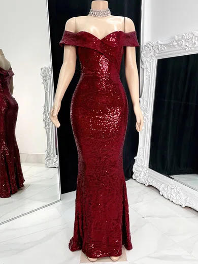 Sheath/Column Off-the-shoulder Sparkly Sequin Prom Dresses #Milly020117184