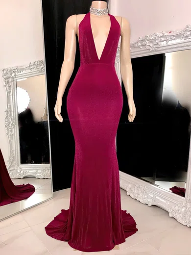 Sheath/Column Halter Glitter Prom Dresses #Milly020117185