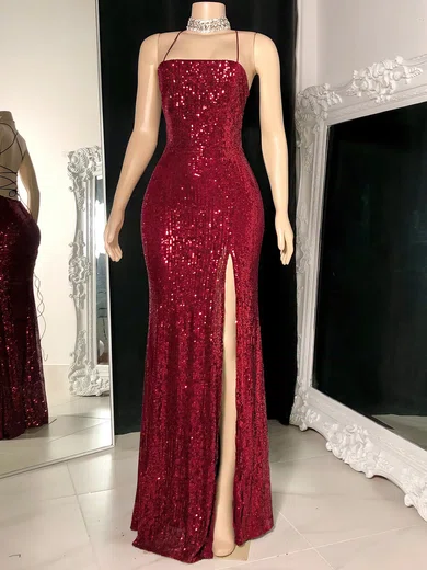 Sheath/Column Square Neck Sparkly Sequin Prom Dresses #Milly020117186