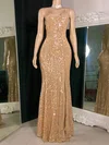 Sheath/Column Square Neckline Floor-length Split Front Formal Dresses PT020117194
