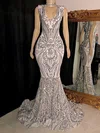 Trumpet/Mermaid V-neck Sweep Train Formal Dresses PT020117200