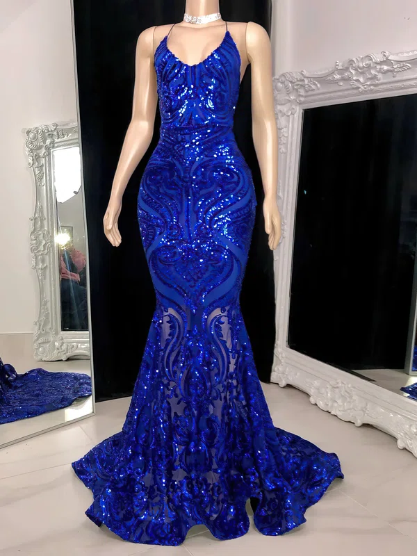 Trumpet/Mermaid V-neck Sweep Train Formal Dresses PT020117208