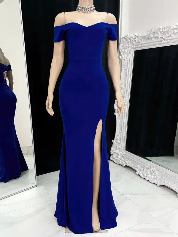 Sheath/Column Off-the-shoulder Stretch Crepe Floor-length Prom Dresses With Split Front #Milly020117216