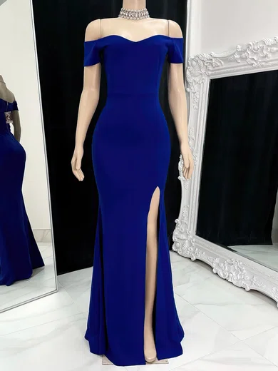 Elegant Sheath/Column Stretch Crepe Split Formal Dresses PT020117216