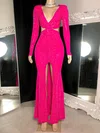 Sheath/Column V-neck Floor-length Formal Dresses With Split Front PT020117223