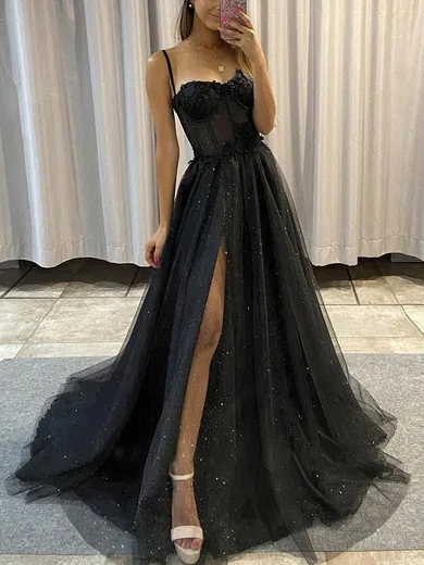 Black evening gown with train best sale