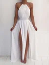 A-line Halter Chiffon Floor-length Split Front Prom Dresses #SALEMilly020103638