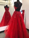 Ball Gown V-neck Tulle Floor-length Beading Prom Dresses #SALEMilly020108494