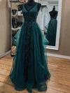 Ball Gown V-neck Tulle Floor-length Appliques Lace Prom Dresses #SALEMilly020116427