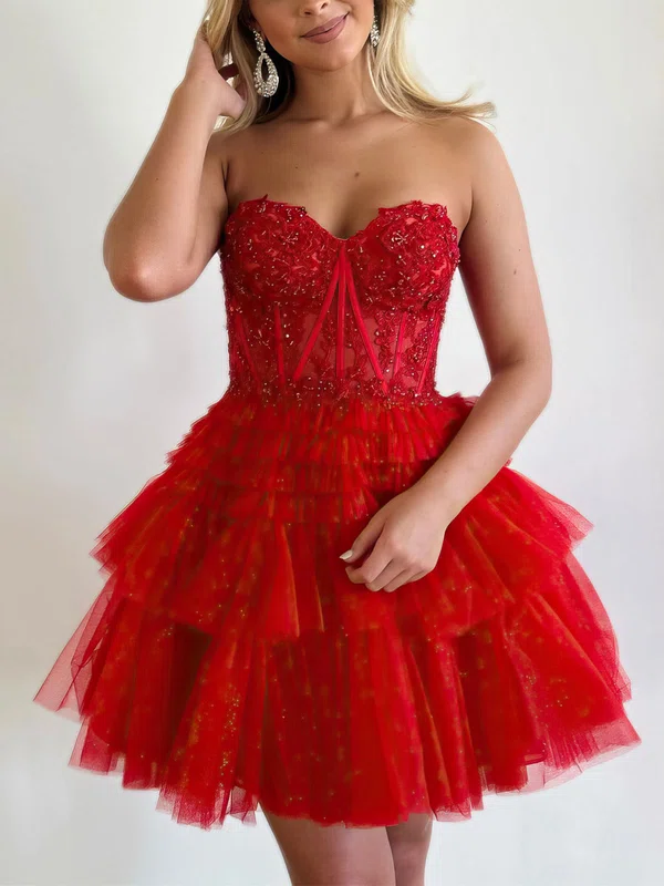 Ball Gown Sweetheart Glitter Short/Mini Homecoming Dresses With Tiered #Milly020117413