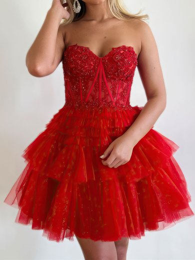 Corset Skater Glitter Tiered Homecoming Dresses #Milly020117413