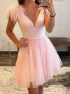 Glitter Skater V-neck Feathers Homecoming Dresses #Milly020117415